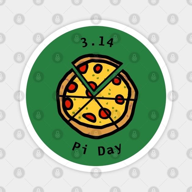 3.14 Pi Day with Pizza Pie Magnet by ellenhenryart